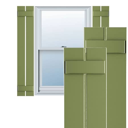 True Fit PVC Two Board Spaced Board-n-Batten Shutters, Moss Green, 11 1/4W X 46H